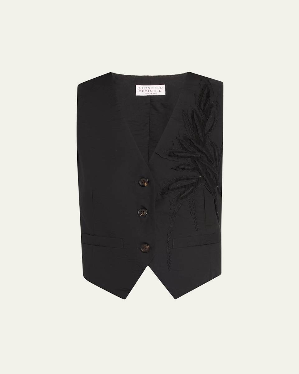 Herbarium Embroidered Poplin Vest
